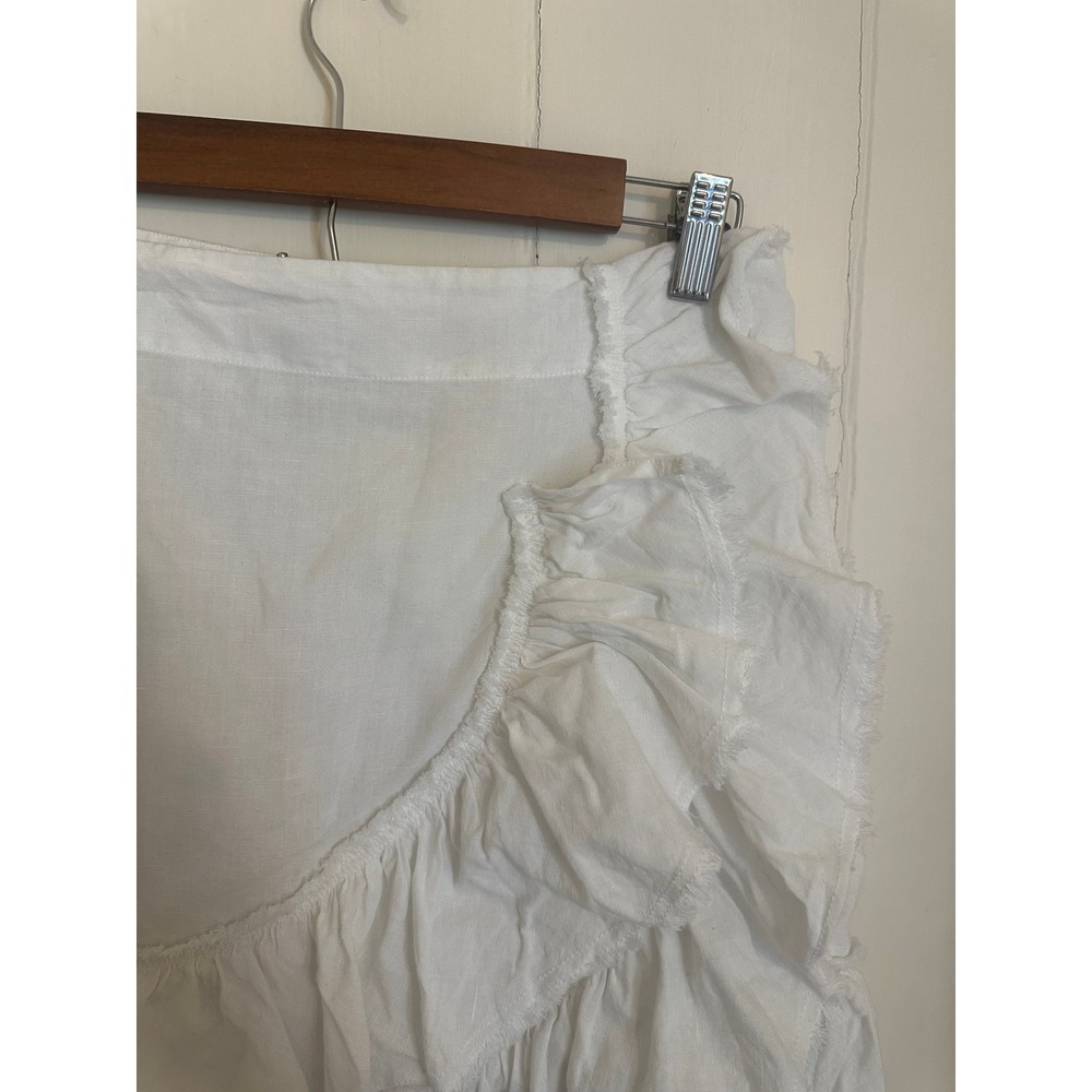 IRO Paris White Linen Ruffle Wrap Mini Skirt - Picture 2 of 8